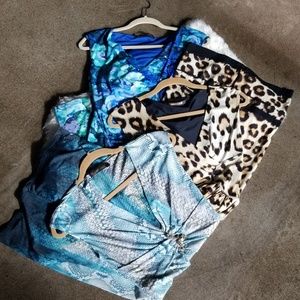 ROBERTO CAVALLI V-NECK SLEEVELESS PRINT DRESSES